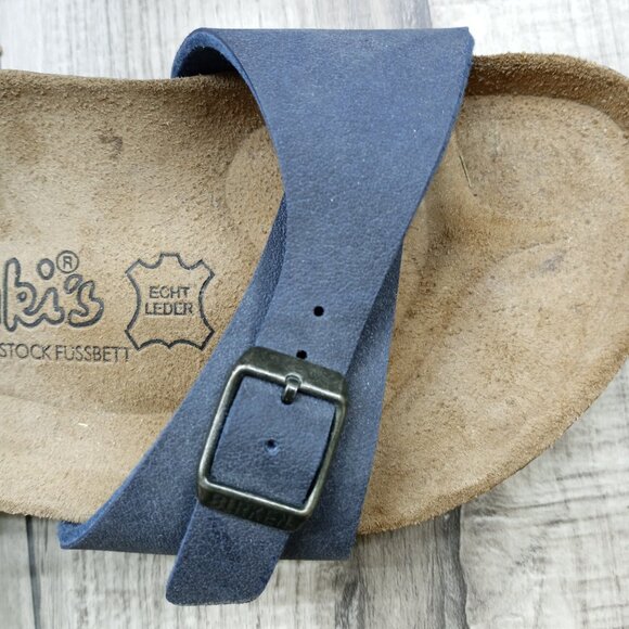 Birkenstock Double Monk Strap Suede Blue Size 6 - Picture 5 of 8